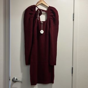 Burgundy Puff Sleeve Maternity Sweater Size L